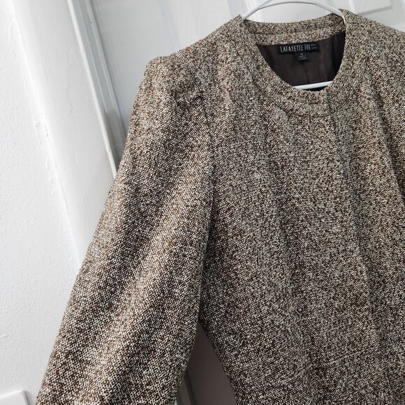 Lafayette 148 New York Tweed Blazer 10 Brown Tan Office Classic Business Career - Picture 5 of 9
